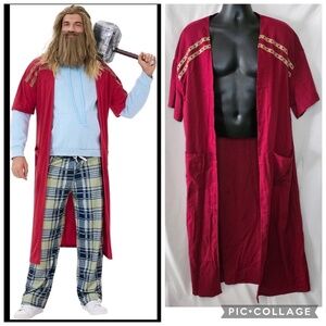 Adult Mens Cosplay Costume Marvel Avengers 4 Endgame Fat Thor Red Robe Size XL